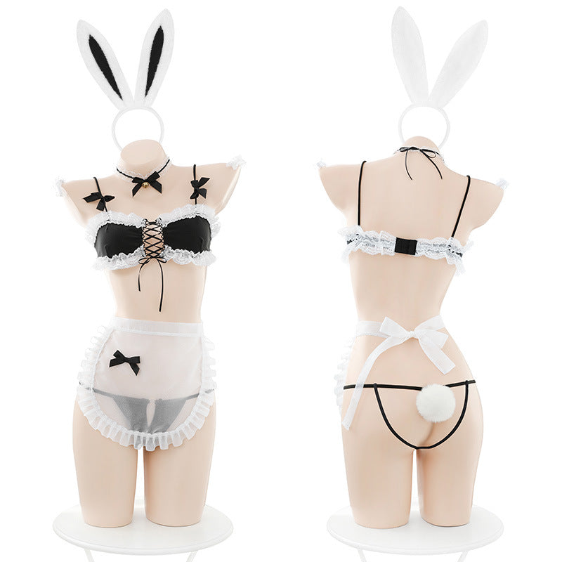 Flirtatious Bunny Maid's Bra And Apron Set